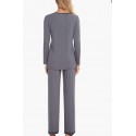 Dark Grey Womens Pajama Set Long Sleeve Pajamas Round Neck Lounge Soft Pjs S-XXL